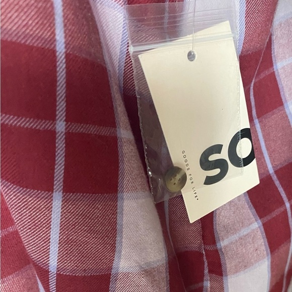 NWT-SO-MAROON AND WHITE PLAID BLOUSE-SIZE XS - Picture 6 of 7